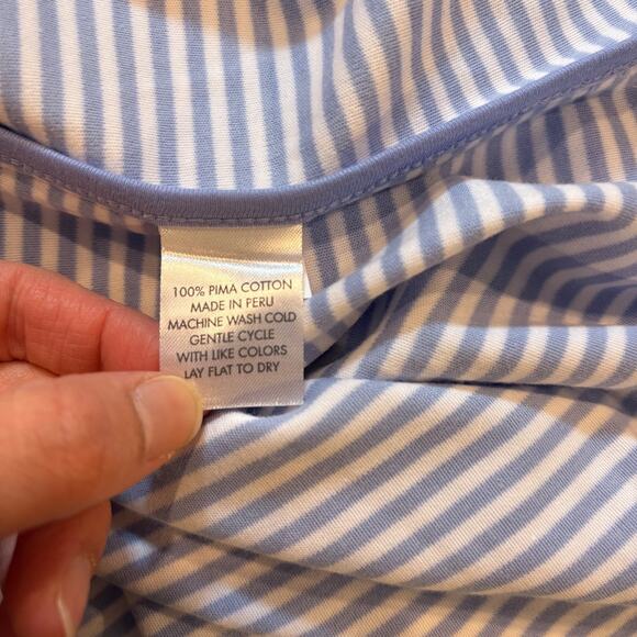 Lake Striped Pajama Set Short/Long Small Blue/White Lounge NWOT Pima Cotton - Picture 7 of 8